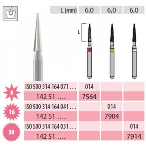 Freze extradure pentru finisat, periimplantita, orto, efilate, 6 mm